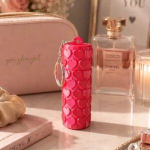 Llavero Porta Labial Balsamo Protector Corazones Coral