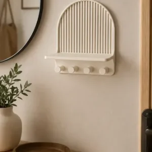 Portallaves Aesthetic Llavero Pared 4 Ganchos Estante Adorno Beige