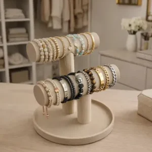 Exhibidor Soporte De Pulseras Doble Bijou Joyero Relojes Beige