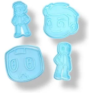 Kit Cortantes Reposteria Trolero Y Hardy Minecraft Galleta Celeste
