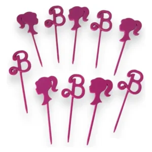 Cartel Topper Barbie Adorno Pincho Cupcake Muffin Pack X10u