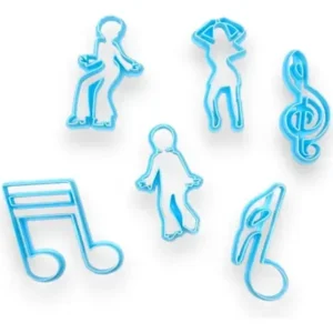 Kit Cortantes Reposteria Musica Disco Bailarin Galleta Celeste
