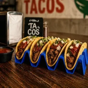 Combo 4 Bandejas Tacos Mexicanos Apilables Divisiones Azul Oscuro