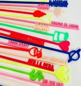 Revolvedor Agitador Dibujos Frases X10u Tragos Bebida Fiesta Multicolor