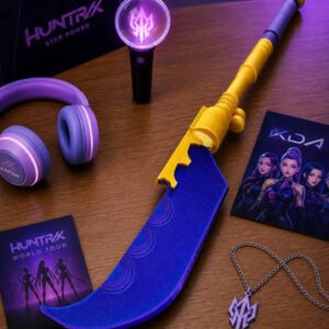 Espada Decorativa Mira Kpop Demon Hunters Guadana 67cm Dorado Y Lila