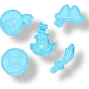 Kit Cortantes Galletitas Piratas Barco Reposteria Cookie Celeste