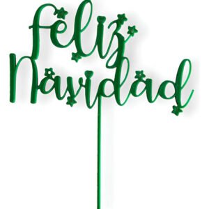 Cake Topper Adorno Torta Pan Dulce Feliz Navidad Verde Feliz Navidad
