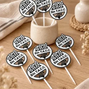 Pinchos Señalador Sin Tacc Palito Pinche Comida Gluten Free Blanco Y Negro Sin Tacc