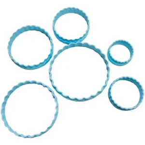 Kit Cortantes Reposteria Circulo Y Ondas 2 En 1 Galletitas Celeste