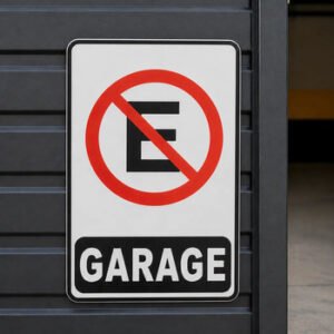 Cartel Prohibido Estacionar Plastico Garage 18x10cm Blanco