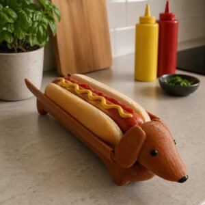 Porta Pancho Perro Salchicha Hotdogs Plato Reutilizable - Marrón - Perro Salchicha