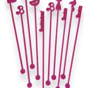 10 Revolvedores Barbie Agitador Trago Bebida Fiesta Party Rosa