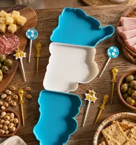 Bandeja Picada Argentina Mapa + Pinchos Mundialista Copetin Celeste