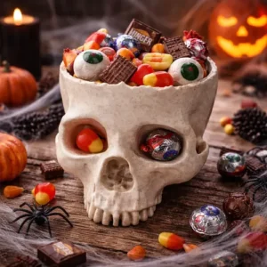 Calavera Decoración Halloween Craneo Caramelos Caramelera Marfil