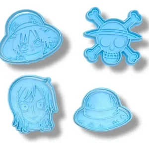 Kit Cortantes Reposteria One Piece Luffy Nami Galleta Cookie Celeste Pastel