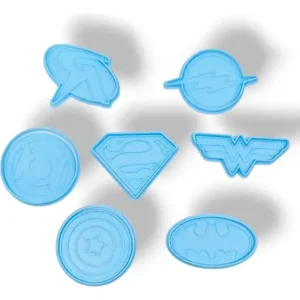 Kit Cortantes Escudos Super Heroes Logos Reposteria Galleta Celeste