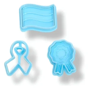Kit Cortante Escarapela Bandera Lazo Mini Reposteria Galleta Celeste