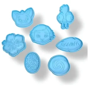 Kit Cortantes + Marcador Moana Disney Reposteria Galletitas Celeste
