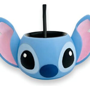 Mate Stitch Con Bombilla Stitch Cabeza 3dimensionate Azul Acero Stitch