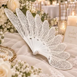 Abanico Blanco Transparente Boda Casamiento Fiesta Blanco Mariposa