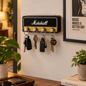 Porta Llaves Pared Amplificador Marshall Y Llaveros Clavija Negro